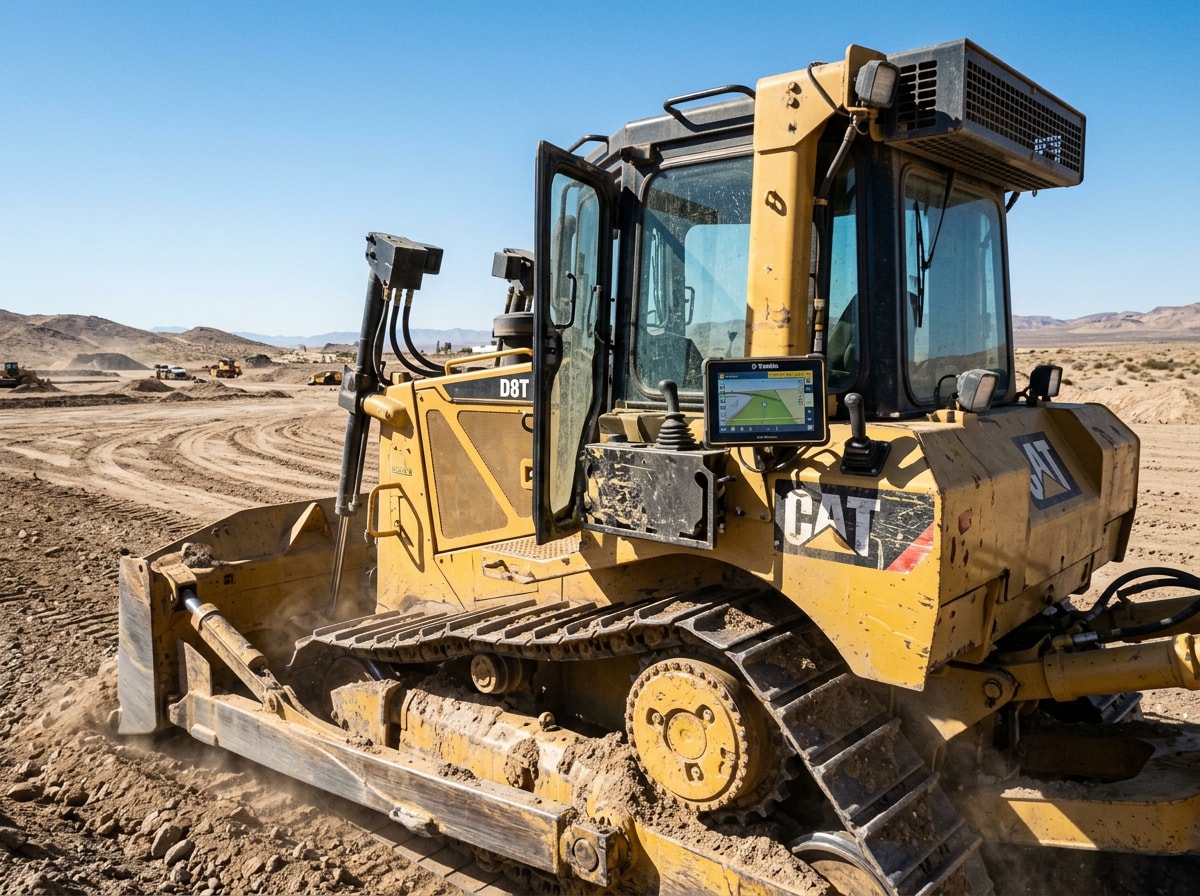 Grading contractor operating GPS-guided equipment on a North Las Vegas building pad