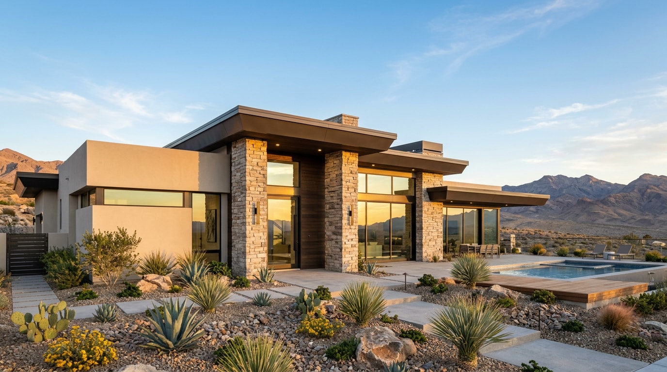 New custom built home exterior in Henderson, NV