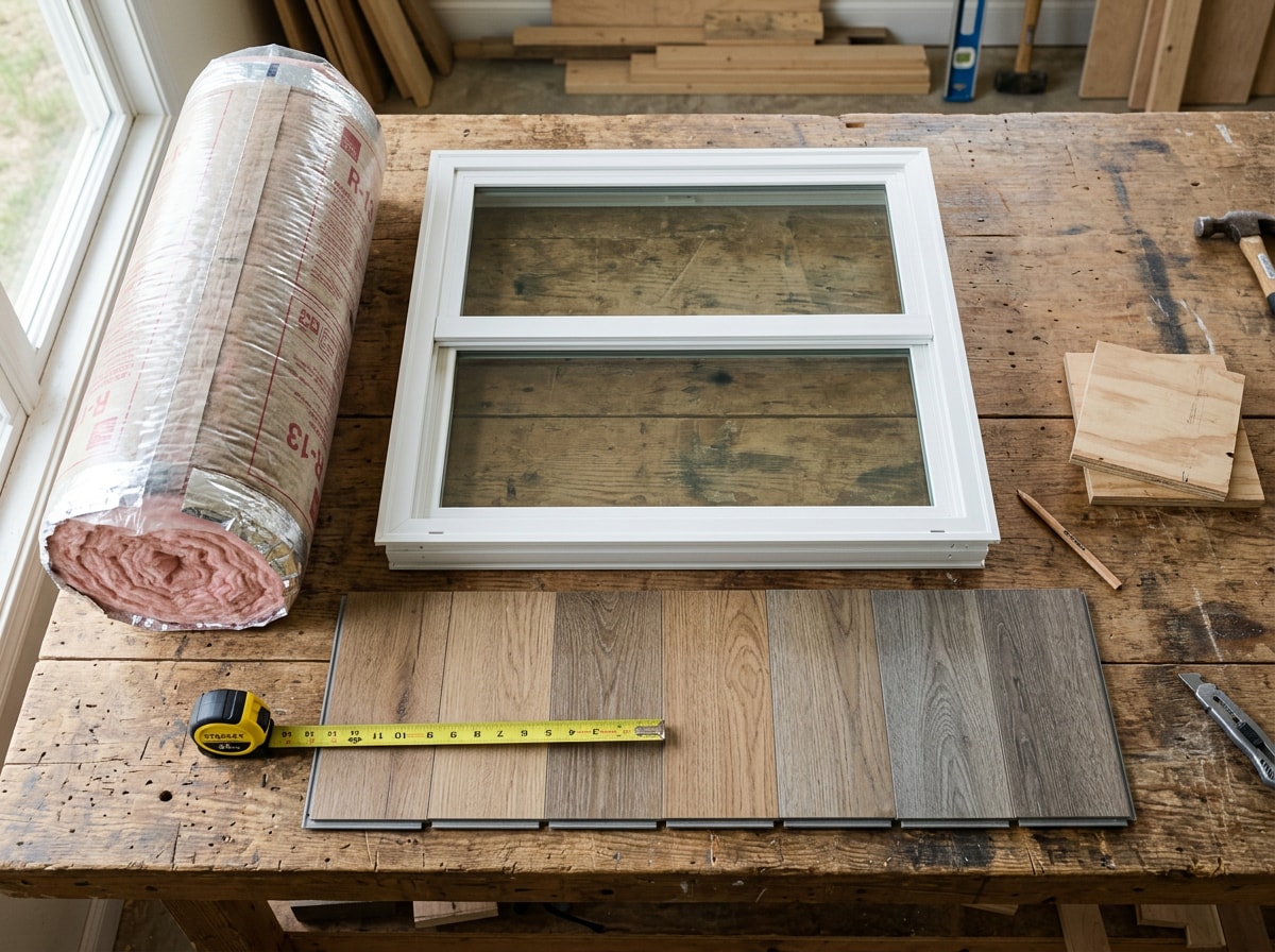 Infographic showing porch conversion cost factors including windows, insulation, and flooring