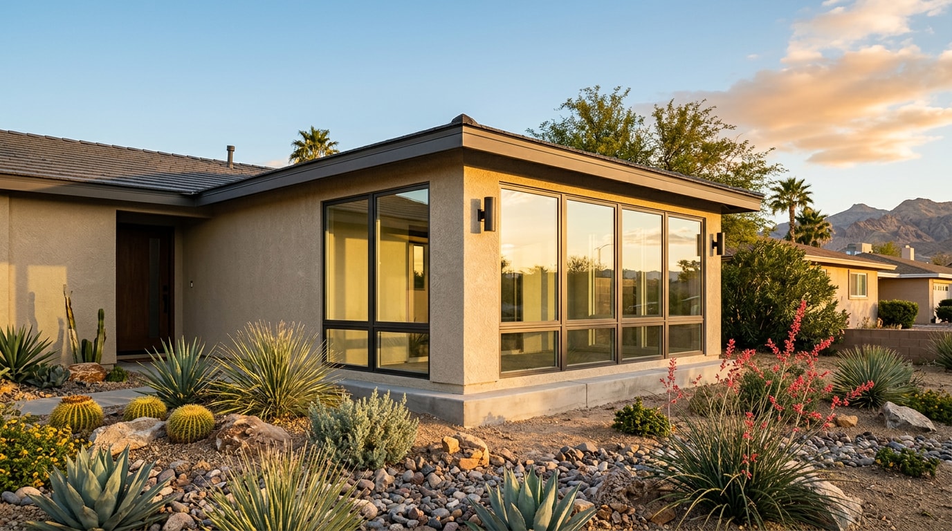Finished porch conversion on a North Las Vegas desert home