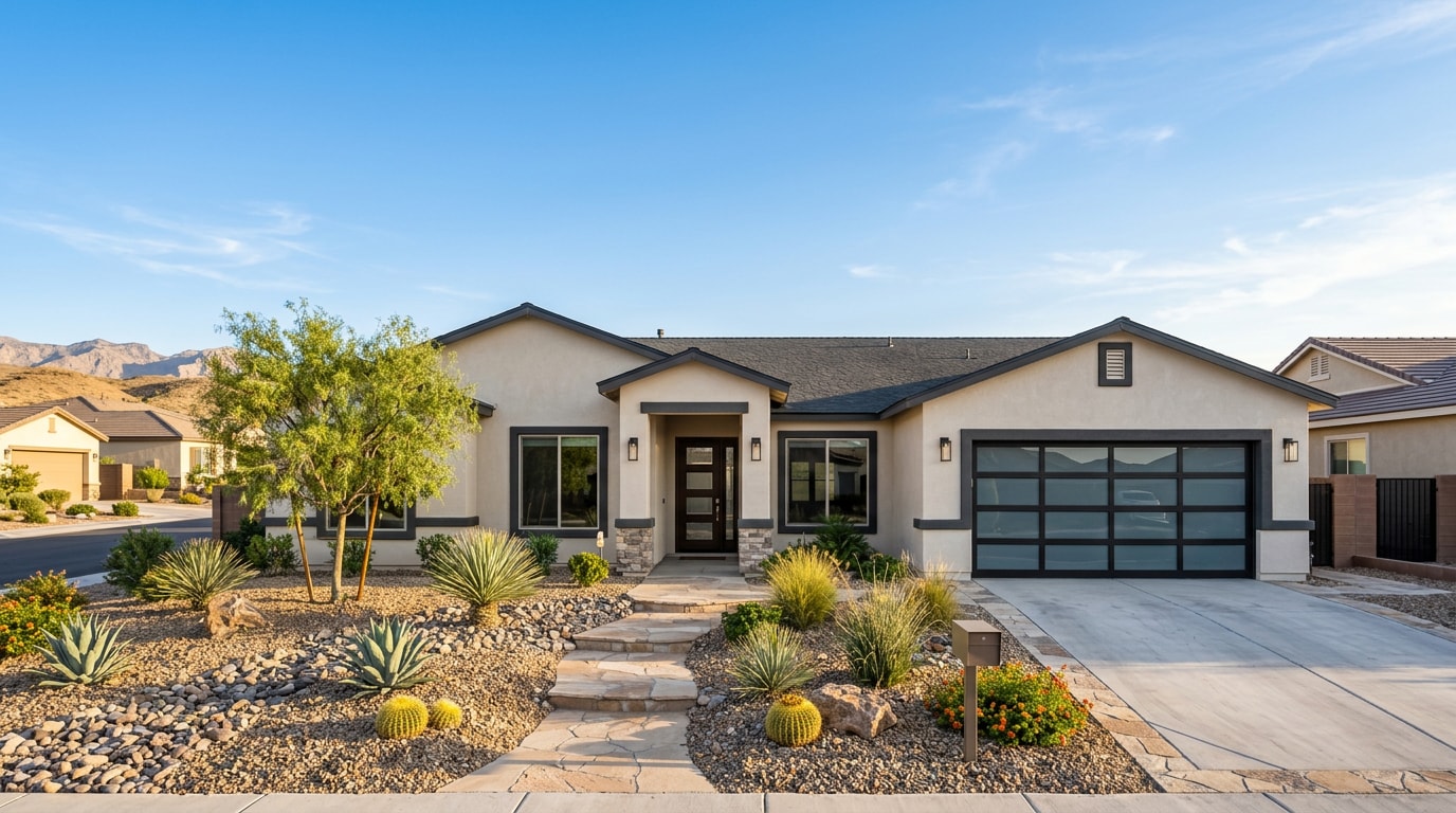 Finished residential home remodel in a Clark County, NV desert neighborhood