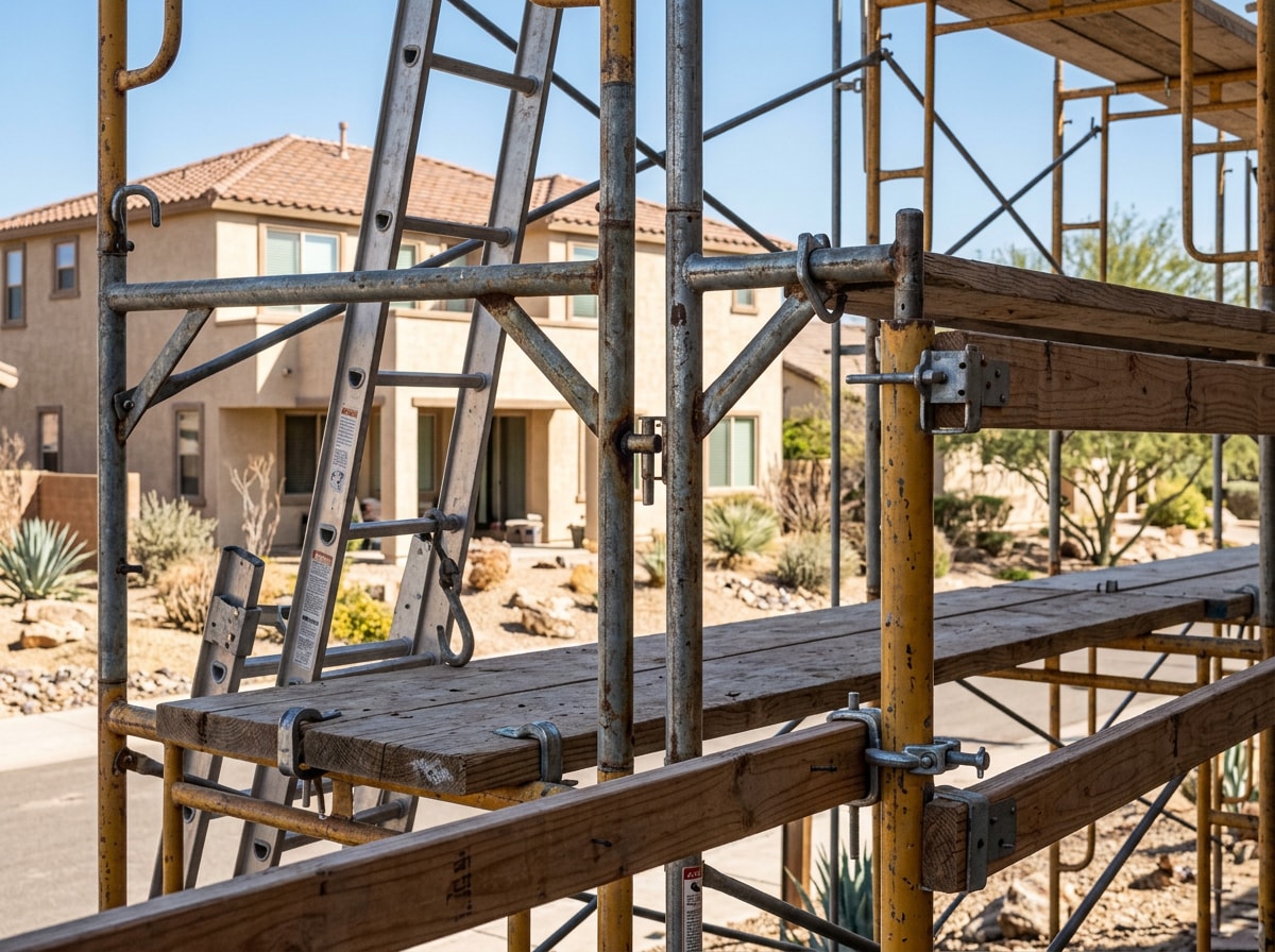 Scaffolding contractors in Boulder City, NV setting up commercial scaffold frames on a job site