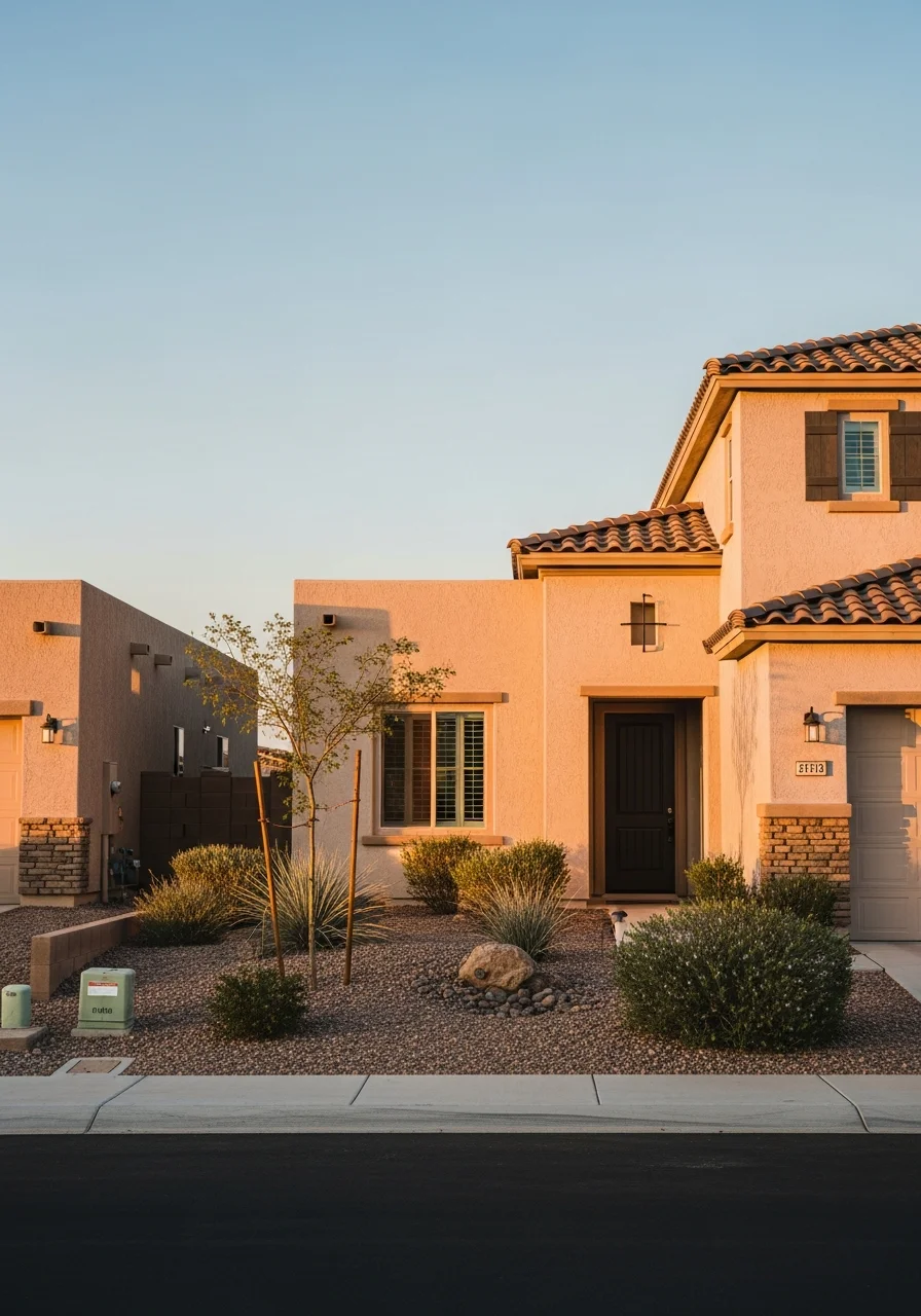Boulder City home exterior showing architectural details consistent with city design standards.